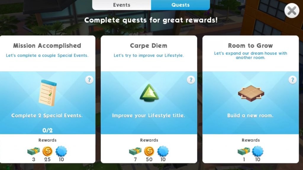 The Sims Mobile Quests