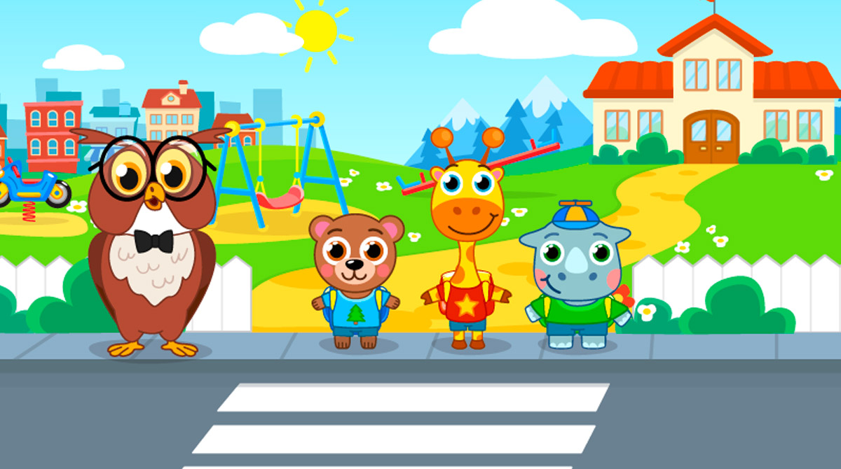 Kindergarten Animals Pedestrian Road